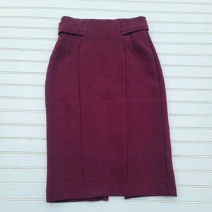 Eva Mendes NY&Co Burgundy Textured Pencil High Waist Skirt Lined Size 0